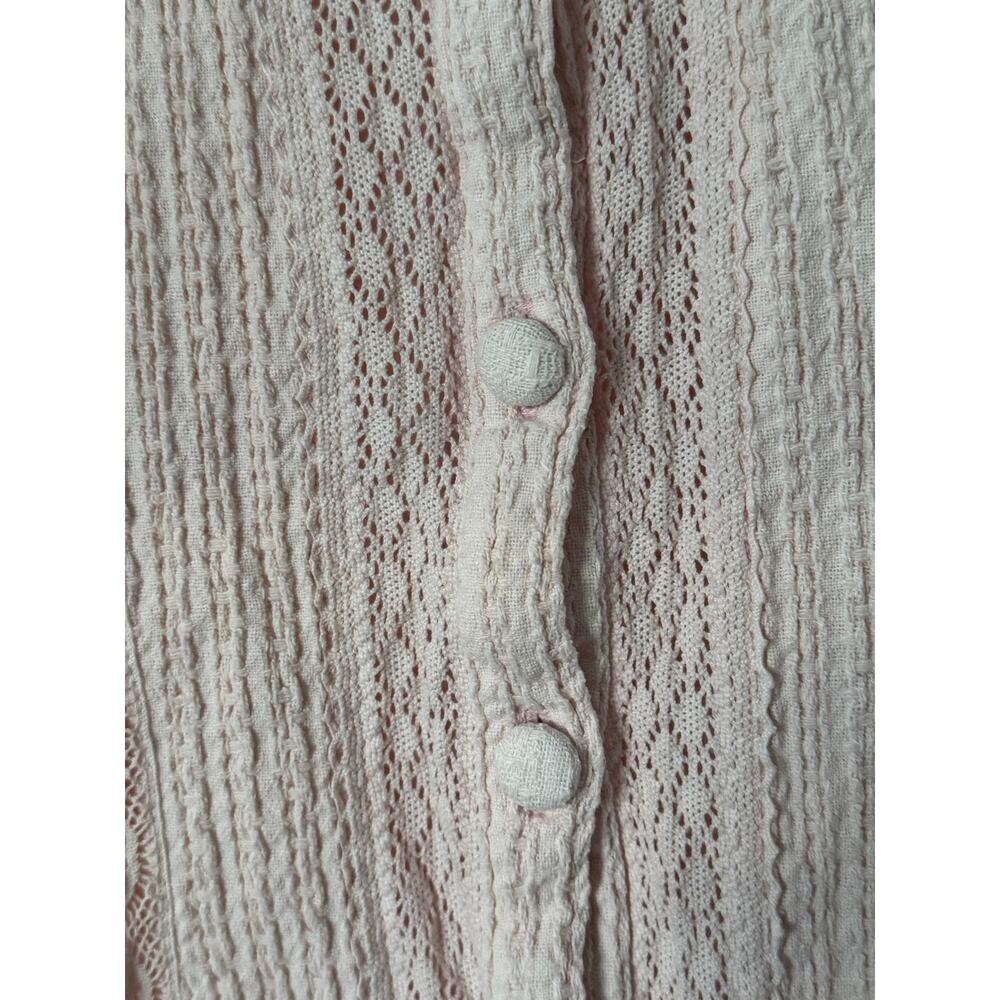 Free People Blush Pink Textured Jules Mini Dress XL Button Front, Boho Style EUC - Picture 4 of 10